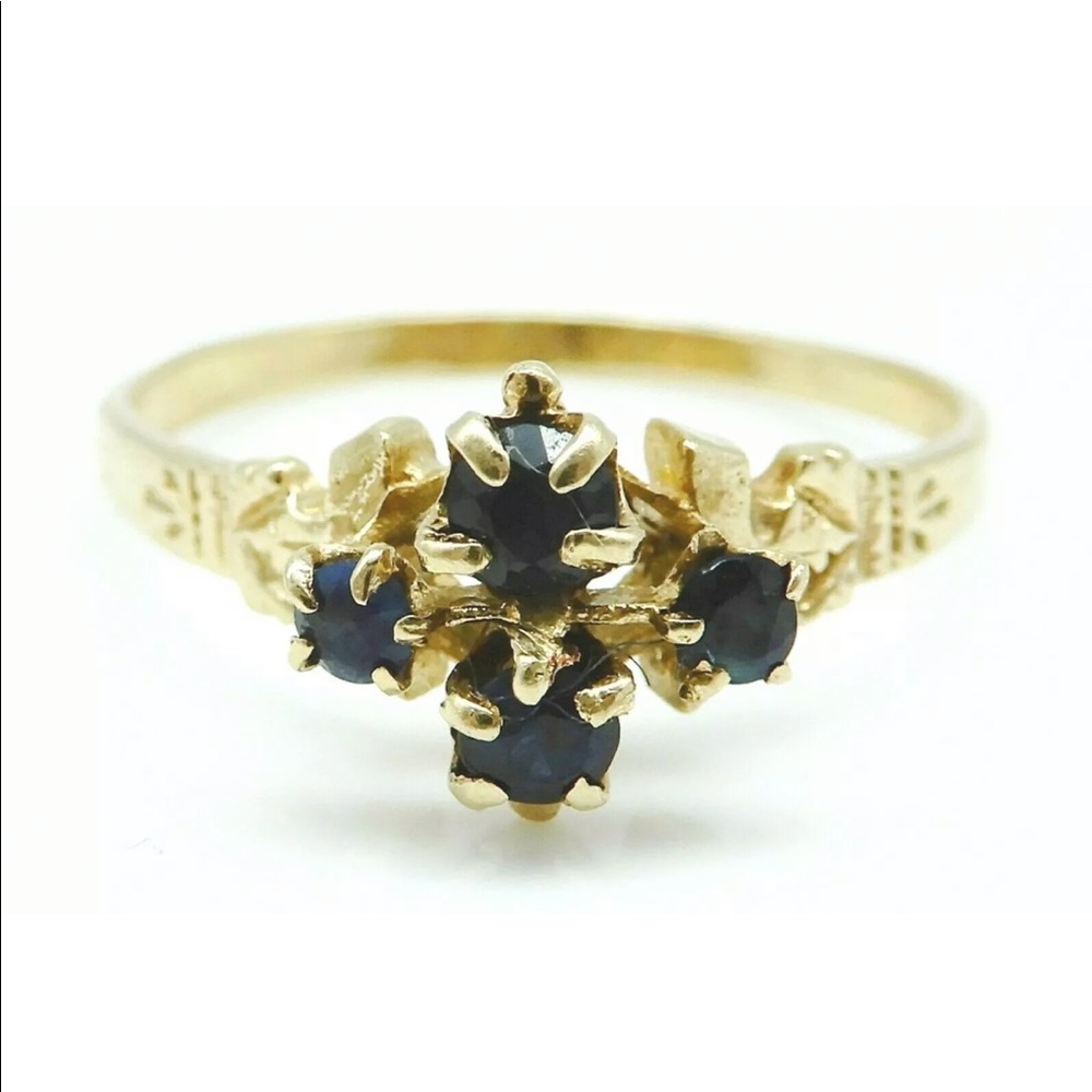 BEAUTIFUL Solid 14k Gold / Sapphires Ring Size 6.5